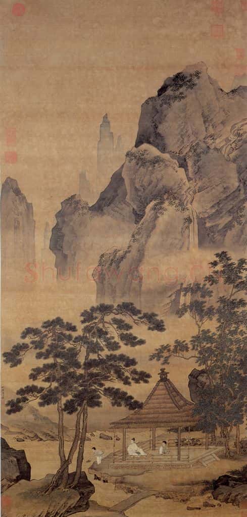 明 仇英《松亭试泉图》书画作品