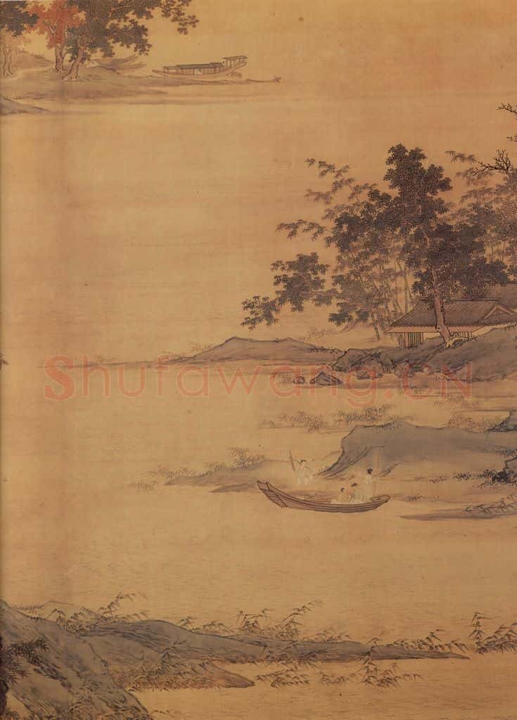 明 仇英《秋江待渡》书画作品