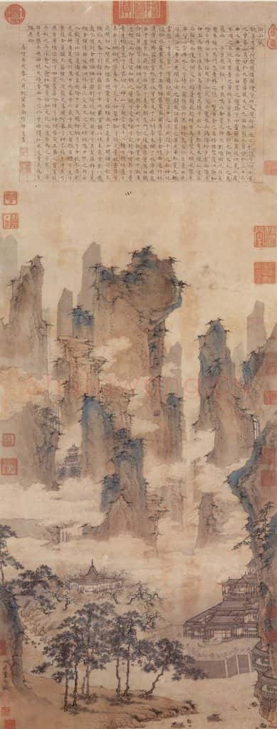 明 仇英《仙山楼阁图》书画作品