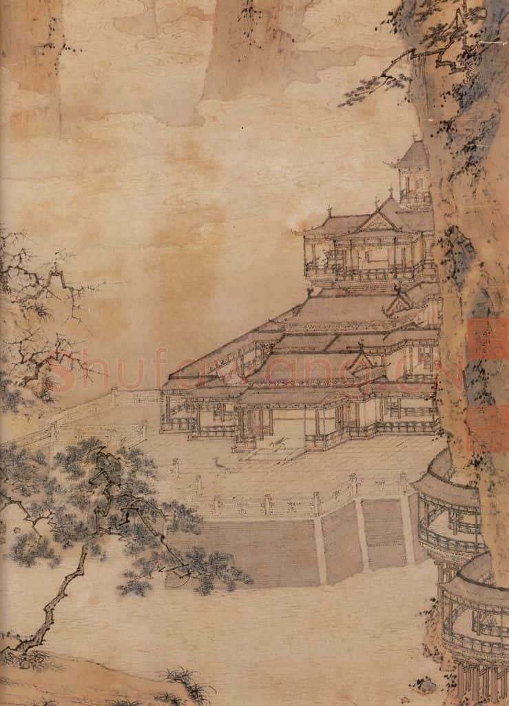 明 仇英《仙山楼阁图》书画作品