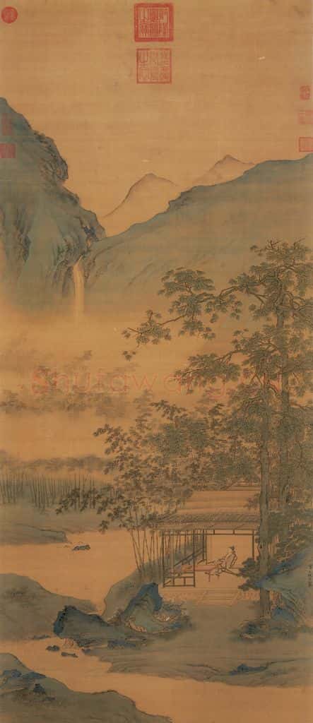 明 仇英《桐陰书静图》书画作品