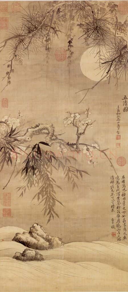 清朝 恽寿平 五清图 书画作品