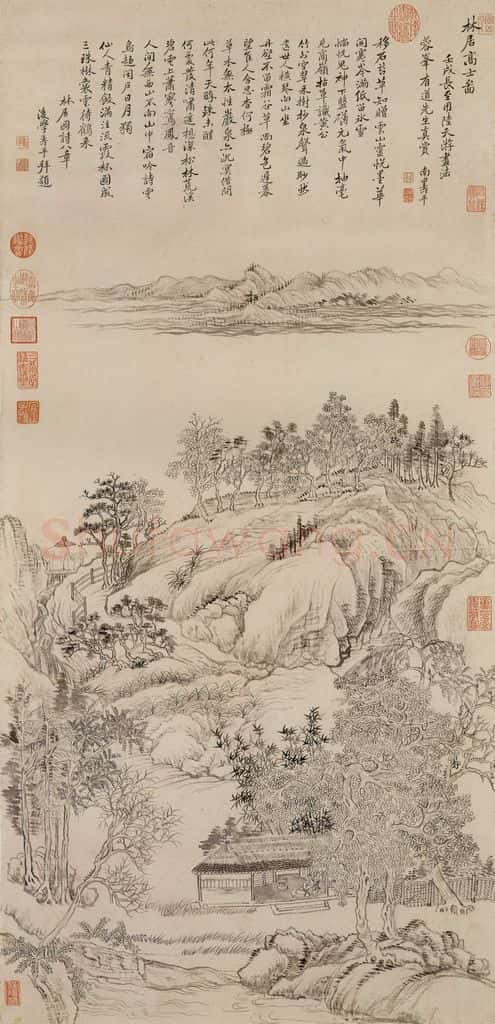 清朝 恽寿平 林居高士图 书画作品