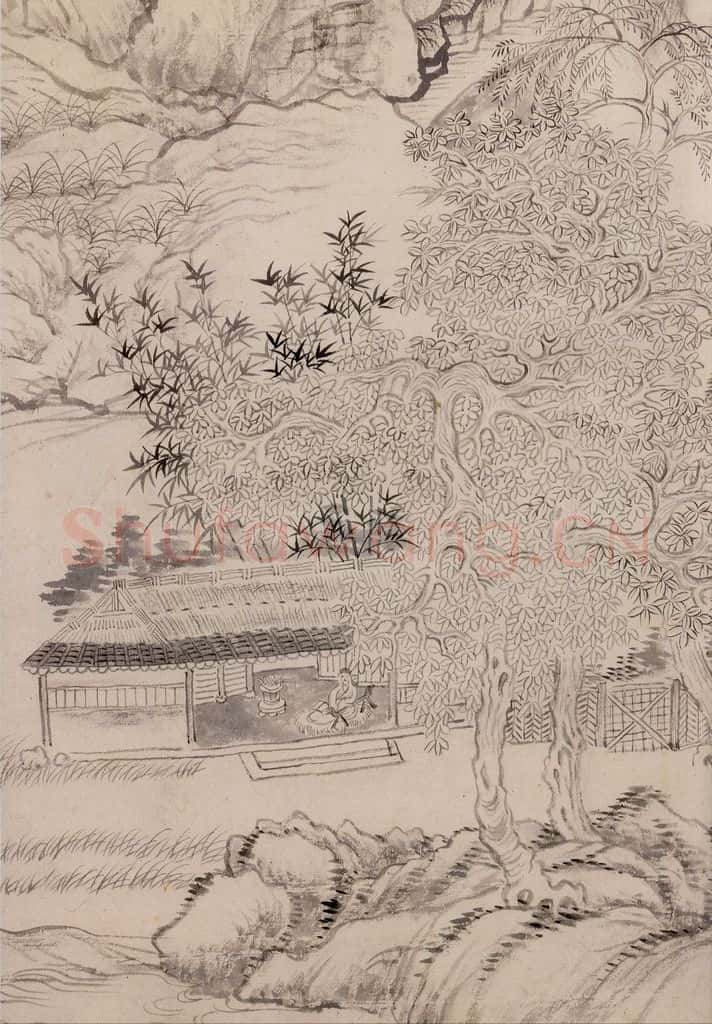 清朝 恽寿平 林居高士图 书画作品