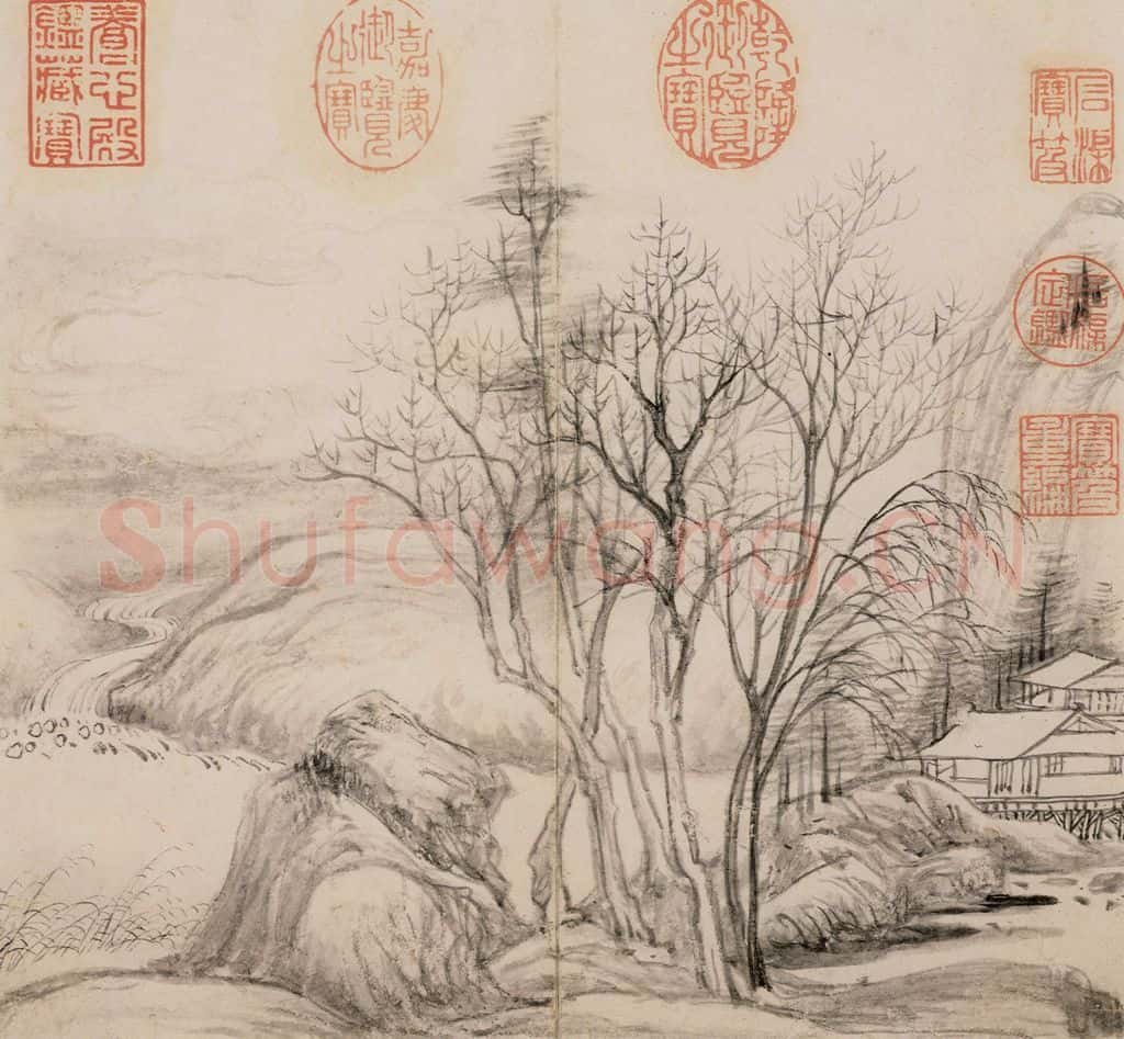 清朝 恽寿平 仿古山水 书画作品