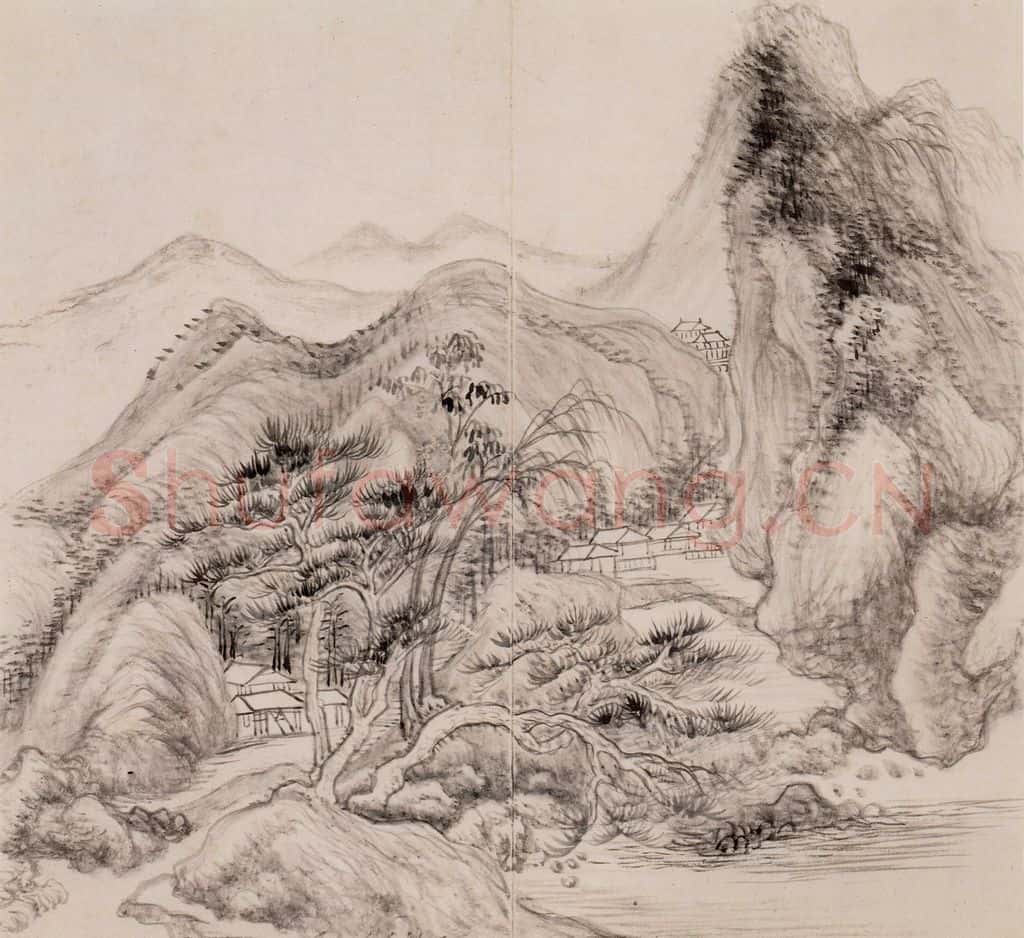 清朝 恽寿平 仿古山水 书画作品