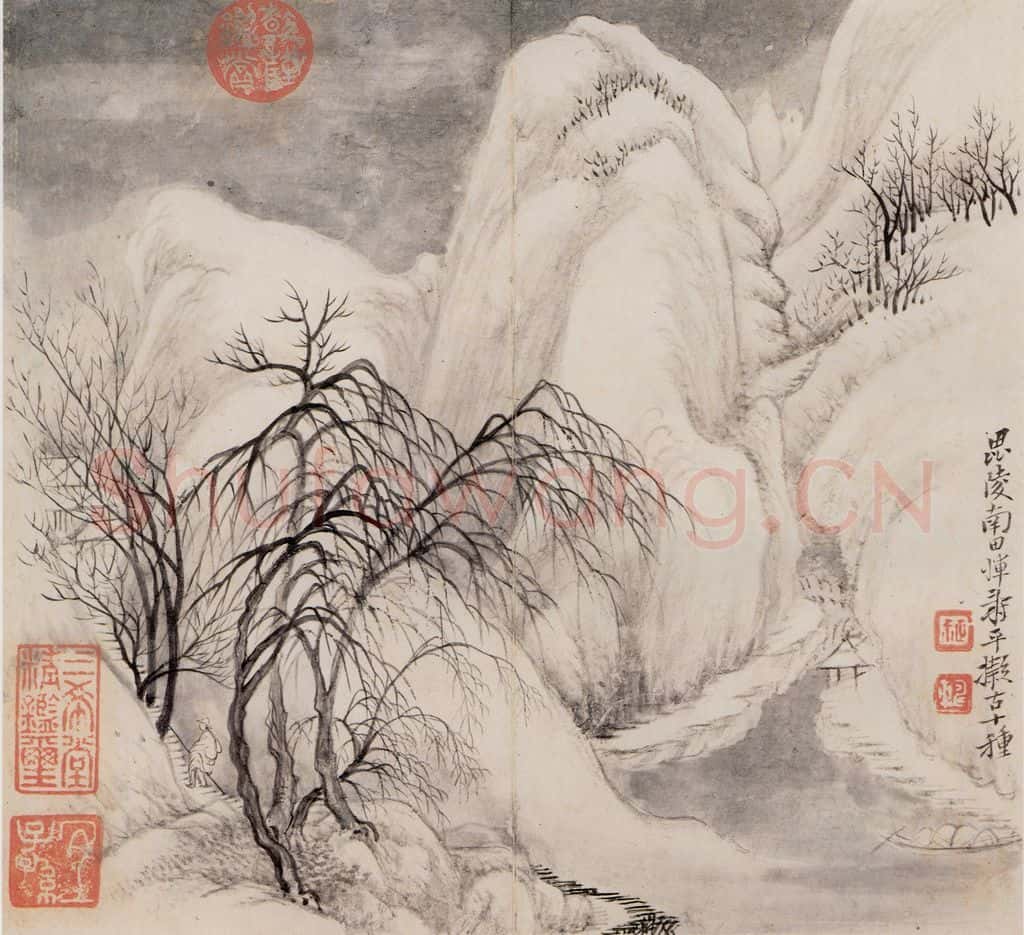 清朝 恽寿平 仿古山水 书画作品