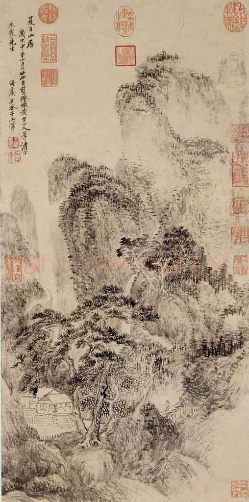 清 王翚《仿王蒙夏日山居》书画作品