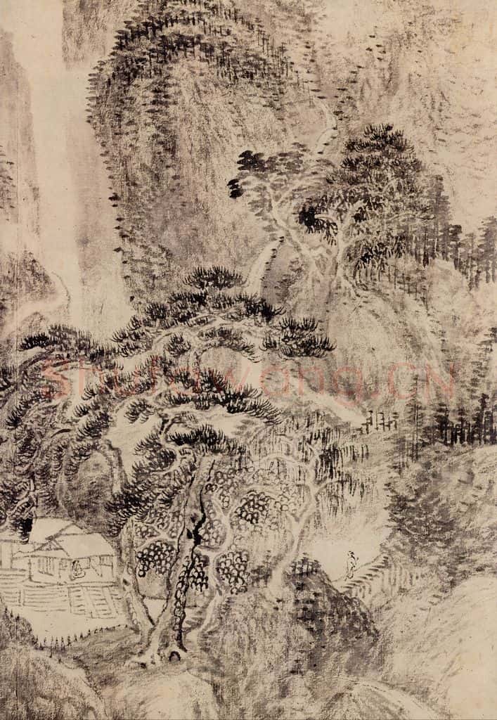 清 王翚《仿王蒙夏日山居(局部)》书画作品