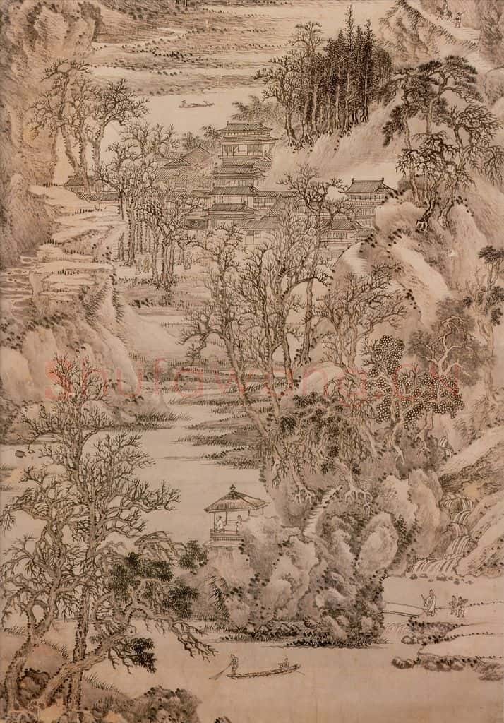 清《千岩万壑图》局部《千岩万壑图》书画作品