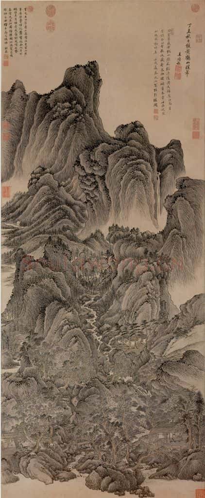 清 王时敏《仿王蒙山水》书画作品