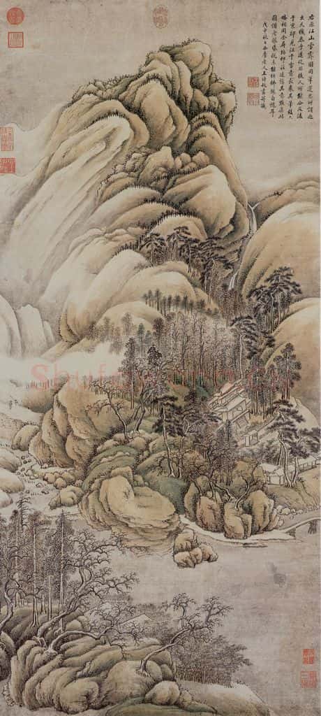 清 王时敏《仿王维江山雪霁》书画作品