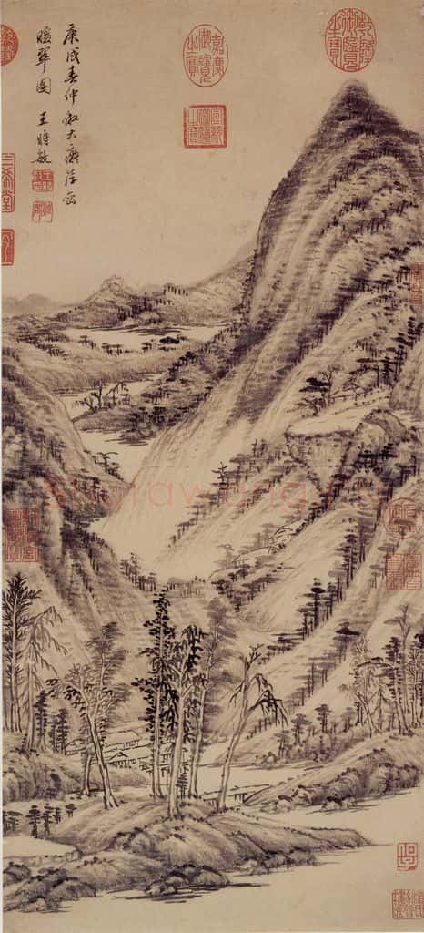 清 王时敏《仿黄公望浮岚暖翠图》书画作品