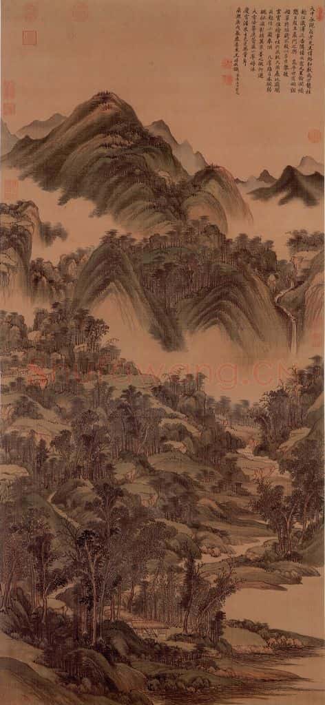 清 王时敏《仿黄公望山水》书画作品