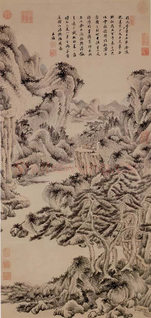 清 王鉴《临王蒙松阴丘壑》书画作品