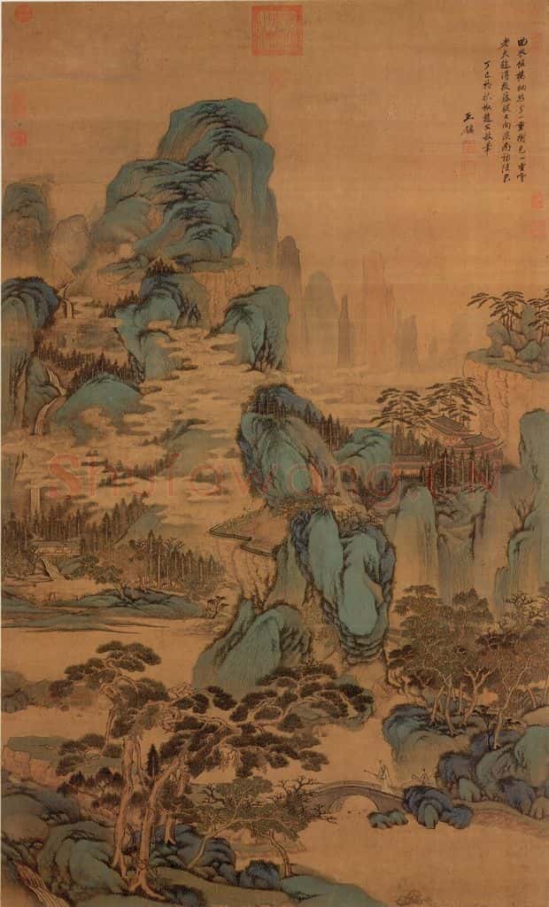 清 王鉴《仿赵孟頫山水》书画作品