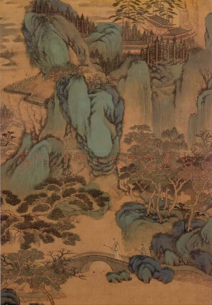 清 王鉴《仿赵孟頫山水》书画作品