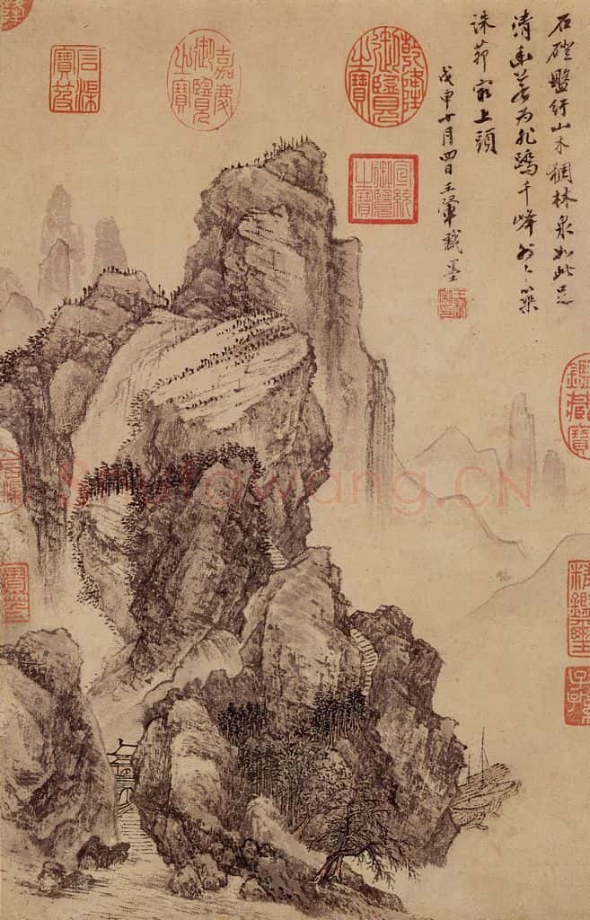 清 王翚《画石蹬林泉》书画作品