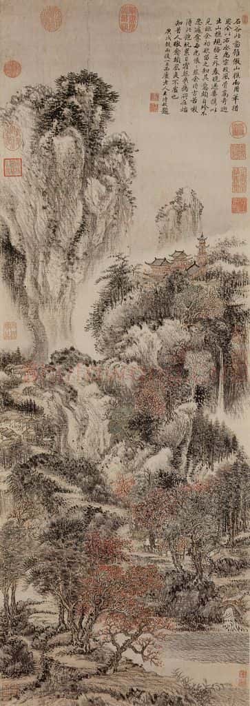 清 王翚《画西山红树》书画作品