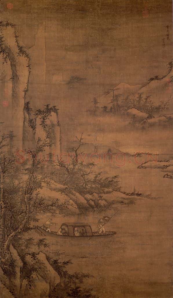明朝 周文靖 雪夜访戴 书画作品