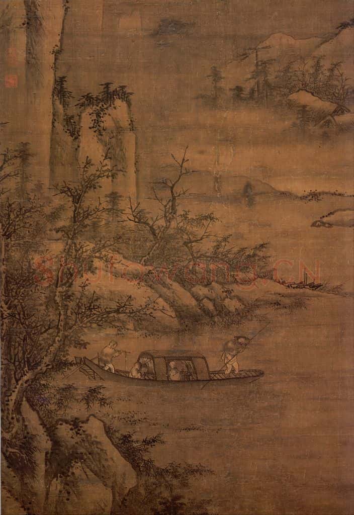 明朝 周文靖 雪夜访戴 书画作品
