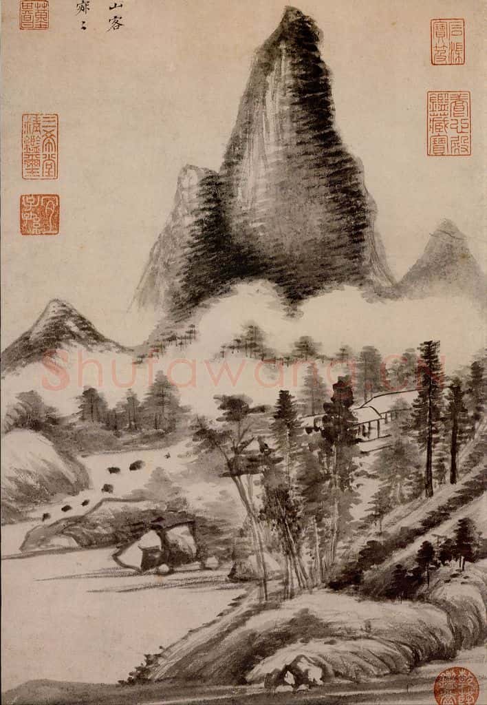 明朝 董其昌 奇峰白云 书画作品