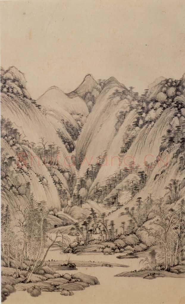 明朝 董其昌 倣宋元人缩本画及跋 书画作品