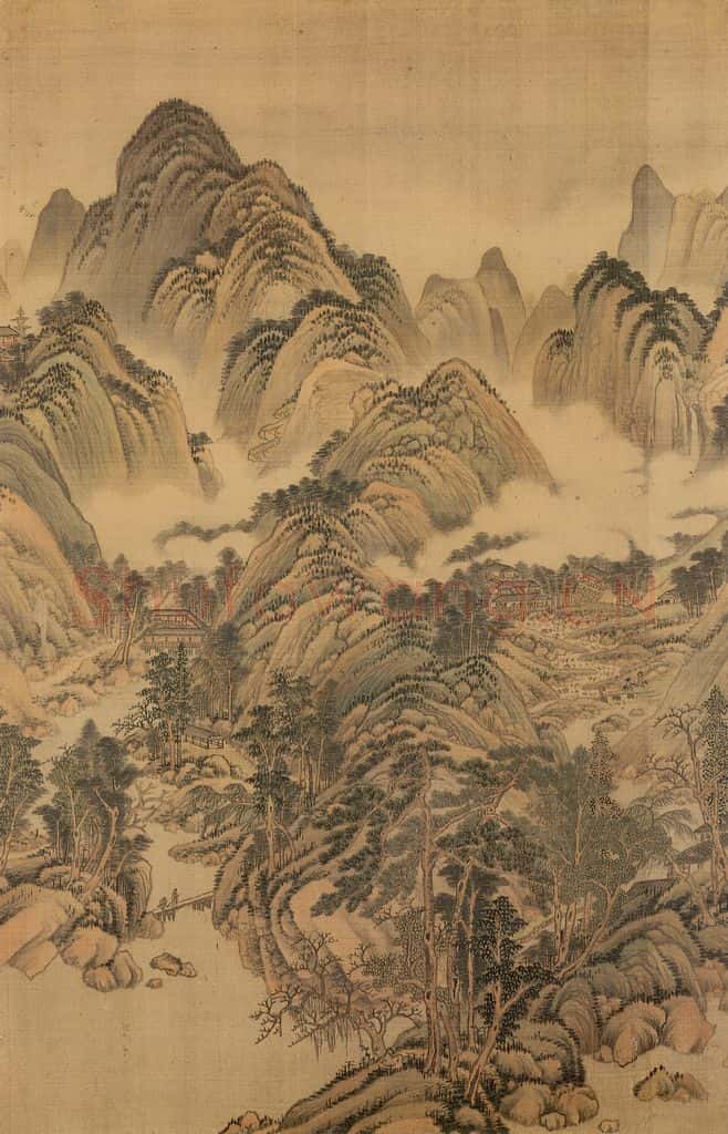 明朝 董其昌 倣宋元人缩本画及跋 书画作品