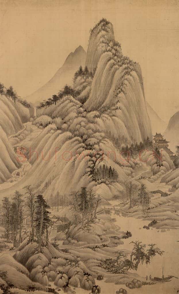 明朝 董其昌 倣宋元人缩本画及跋 书画作品