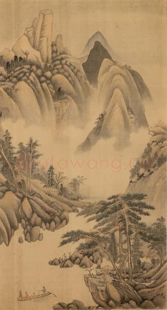 明朝 董其昌 倣宋元人缩本画及跋 书画作品