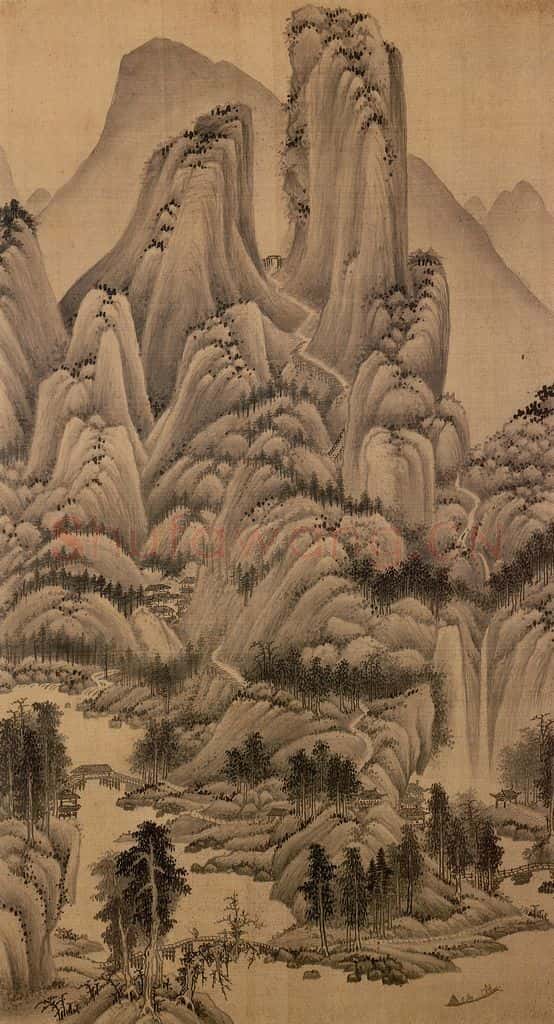 明朝 董其昌 倣宋元人缩本画及跋 书画作品