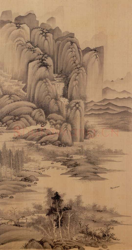 明朝 董其昌 倣宋元人缩本画及跋 书画作品