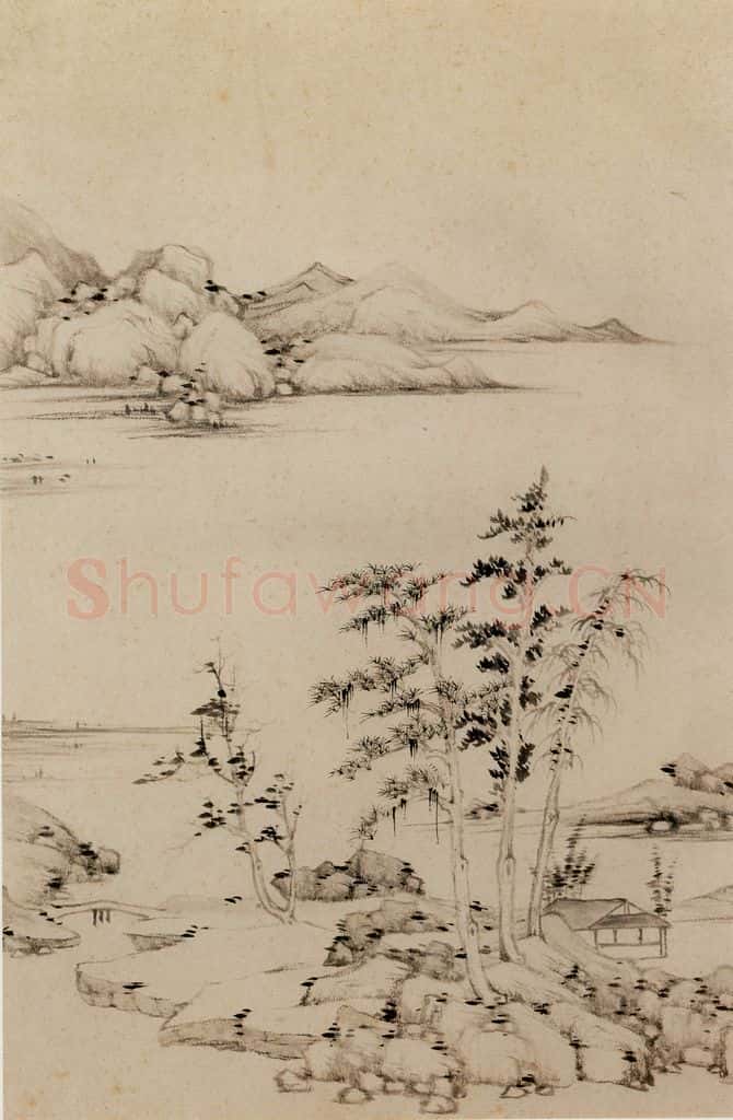 明朝 董其昌 倣宋元人缩本画及跋 书画作品