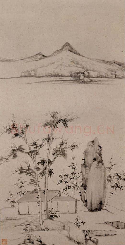 明朝 董其昌 倣宋元人缩本画及跋 书画作品