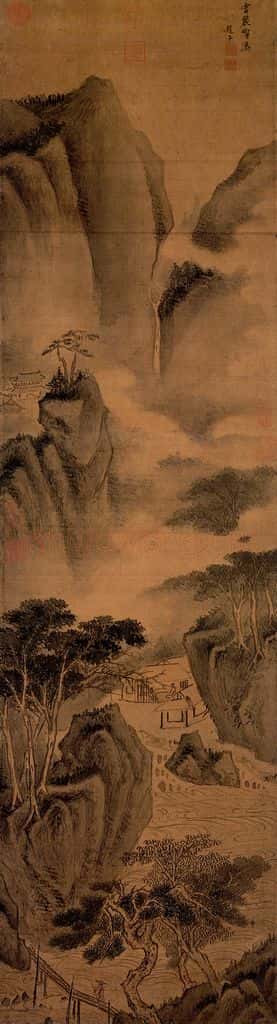 明朝 赵左 云岩响瀑图 书画作品