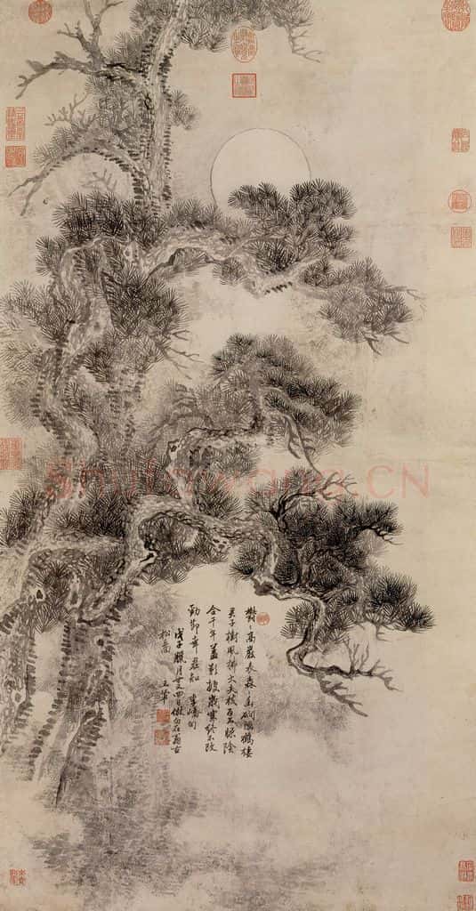 清 王翬 倣沈周古松图 书画作品