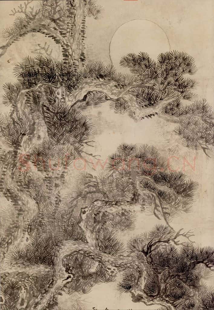 清 王翬 倣沈周古松图 书画作品