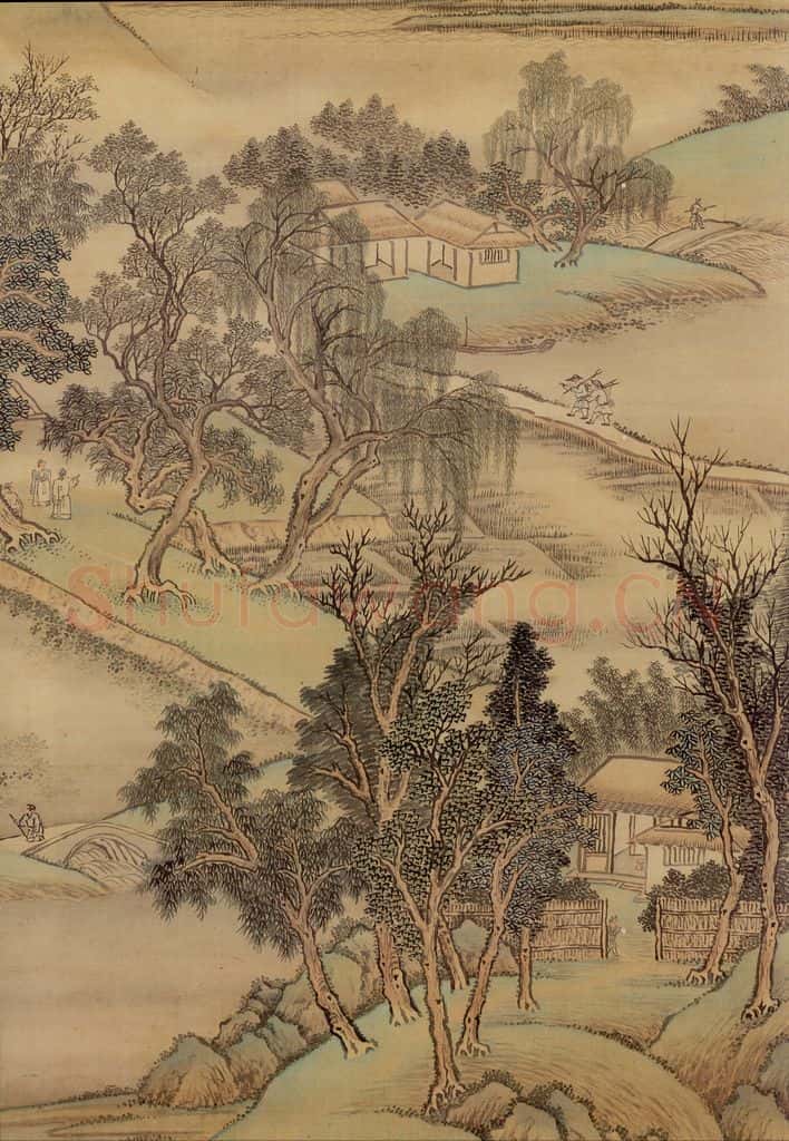 清 王翬 倣赵大年湖山春晓 书画作品