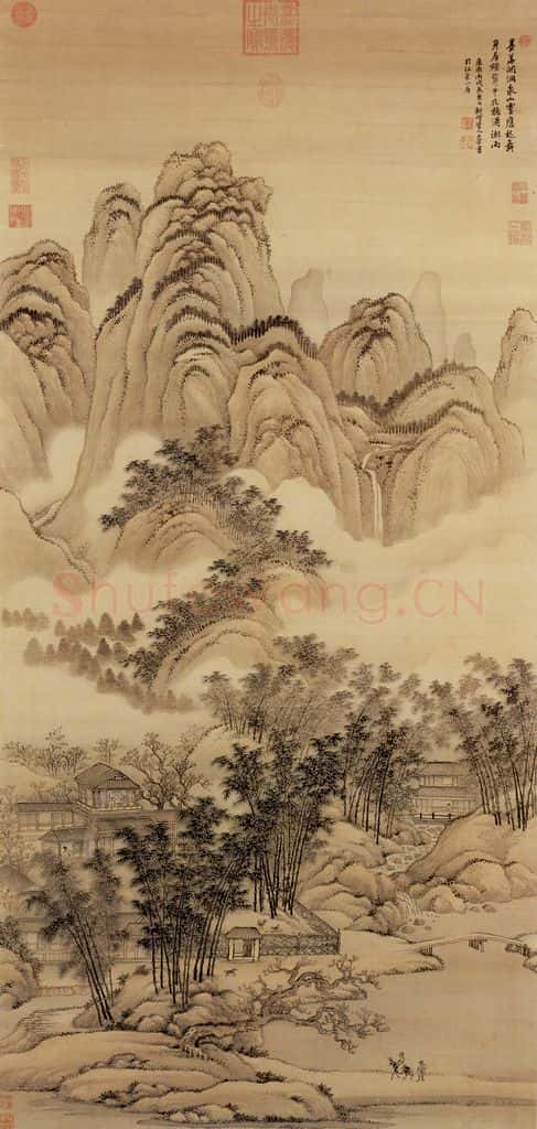 清 王翬 画潇湘听雨图 书画作品