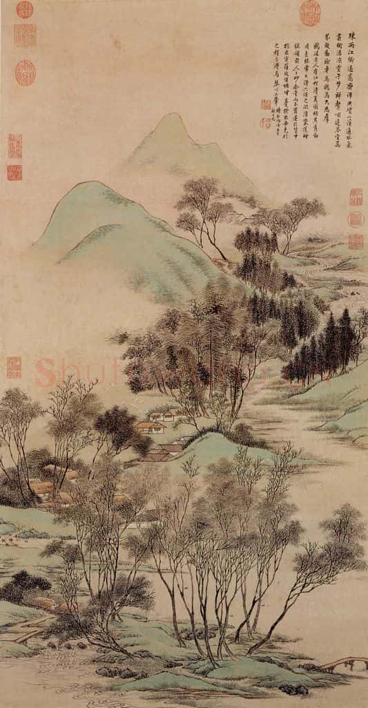 清 王翬 画潇湘听雨图 书画作品
