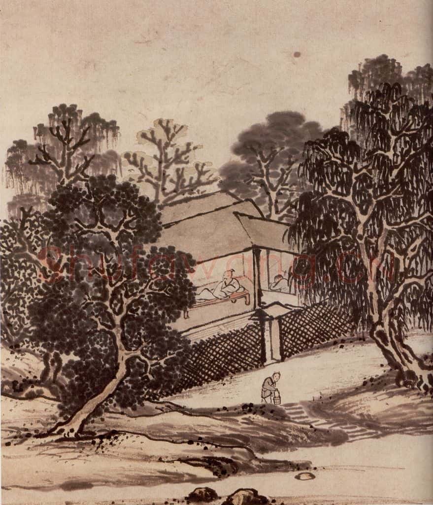 明 孙克弘《销间清课图》书画作品