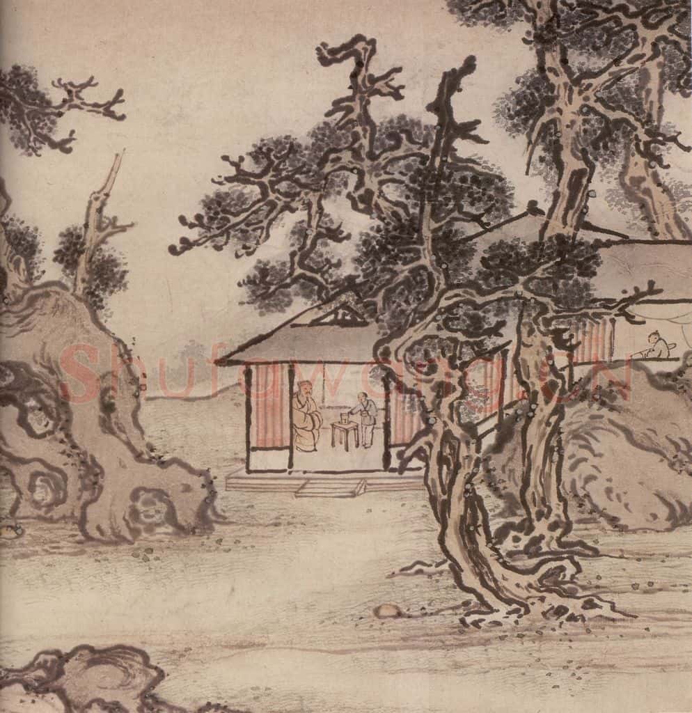 明 孙克弘《销间清课图》书画作品