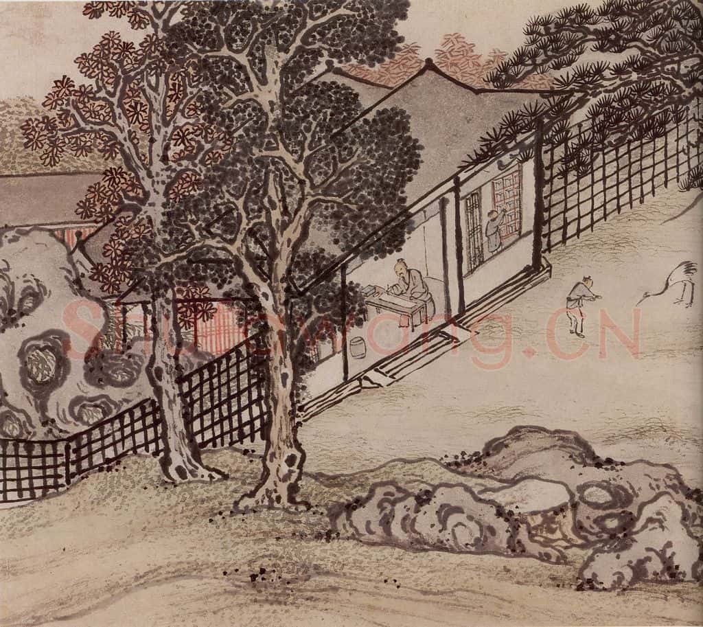 明 孙克弘《销间清课图》书画作品