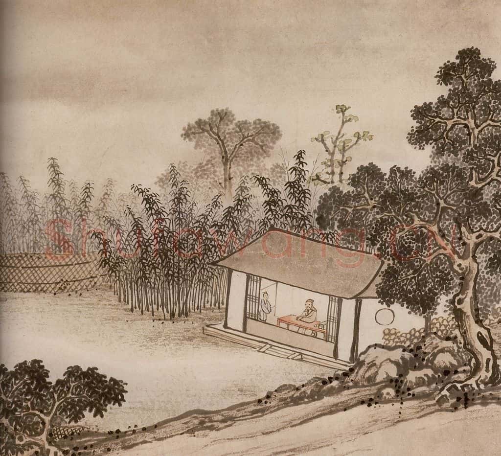 明 孙克弘《销间清课图》书画作品