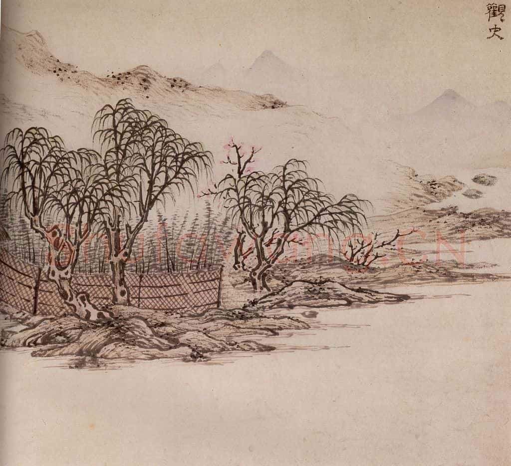 明 孙克弘《销间清课图》书画作品