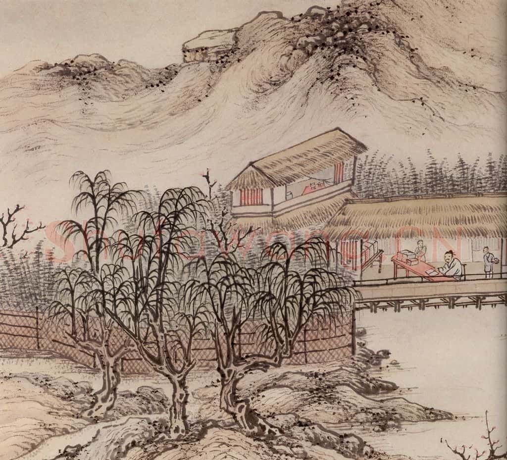 明 孙克弘《销间清课图》书画作品