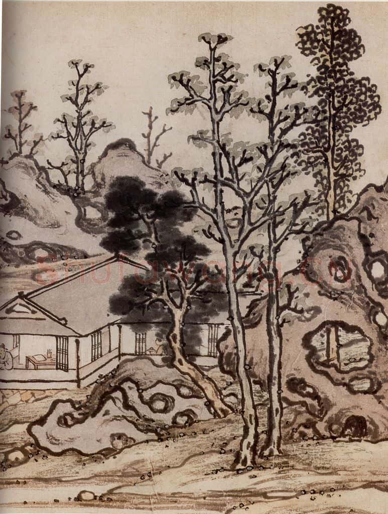 明 孙克弘《销间清课图》书画作品