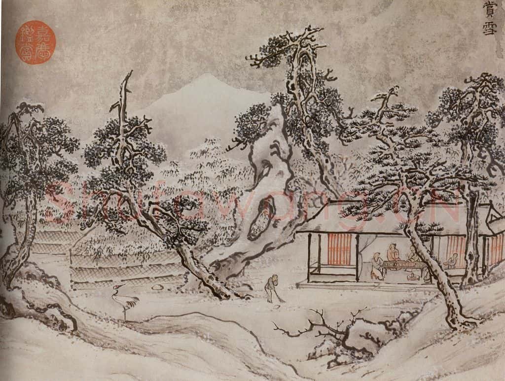 明 孙克弘《销间清课图》书画作品