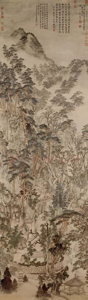 明 张宏《栖霞山图》书画作品