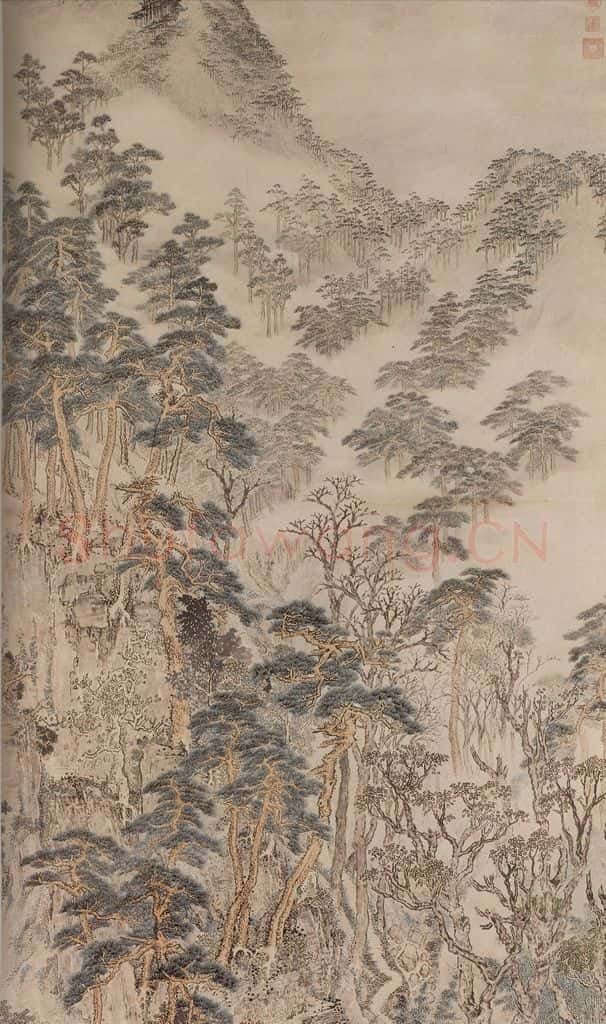 明 张宏《栖霞山图》书画作品